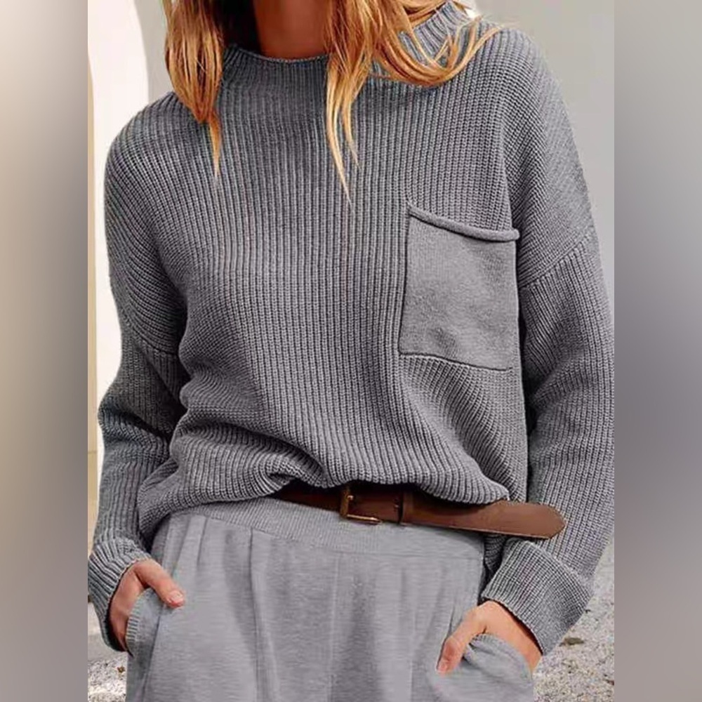 Pocket Detail Dropped Shoulder Sweater - Picture 6 of 11